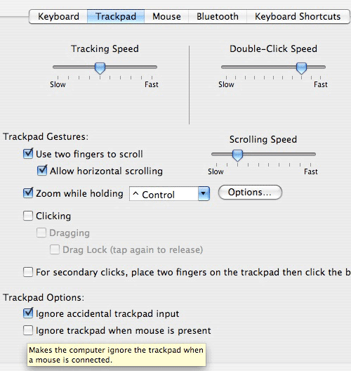 TouchPad Setting In Old MacBook